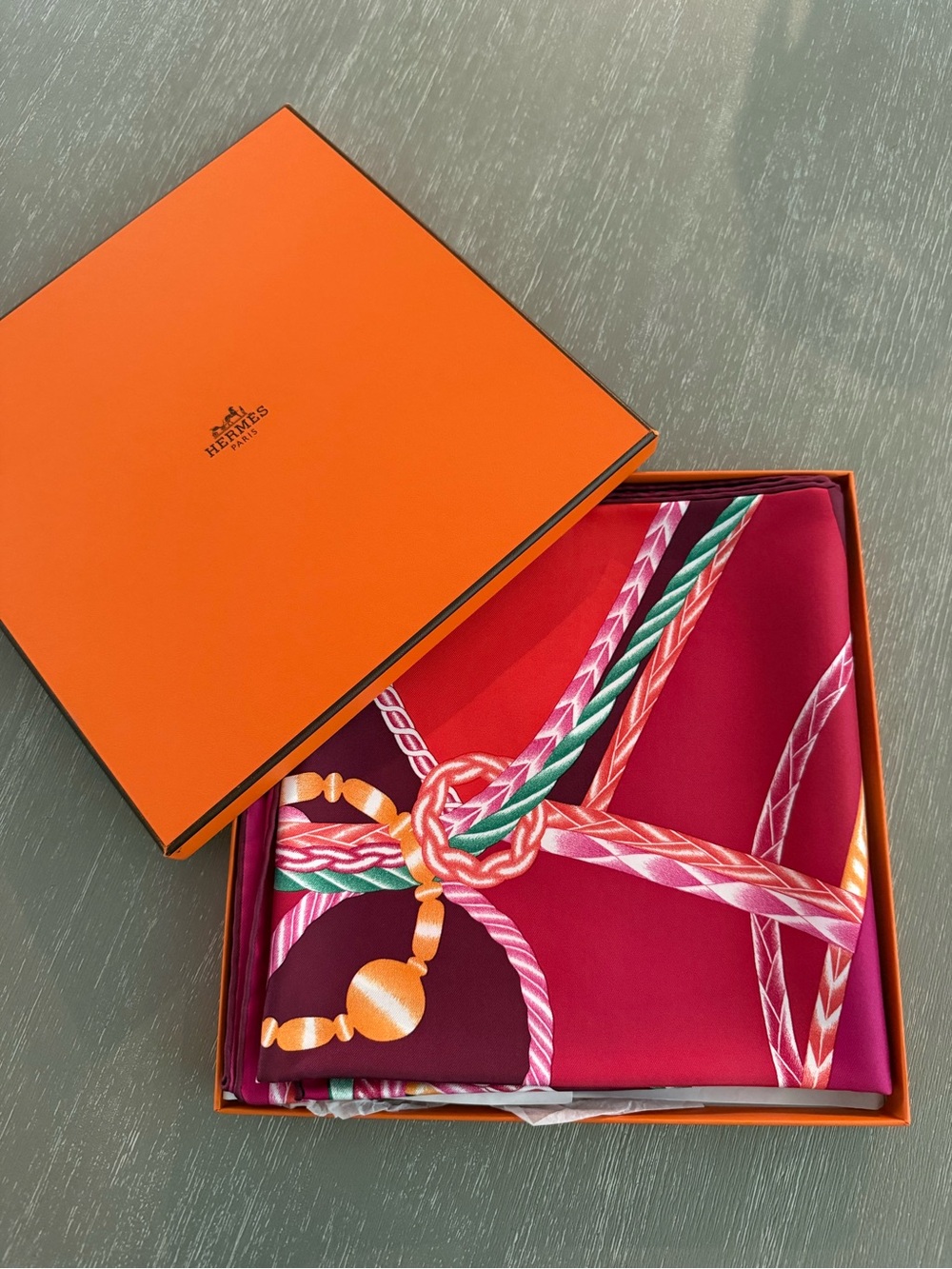 Hermès Silk Scarf - Fuchsia & Pink Rope Print